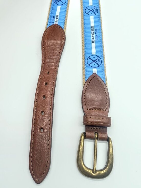 Light Brown Golf Belt for Men | The Avalon Players Belt  Belvedere Golf Club Fabric Brown Leather Belt - 40
